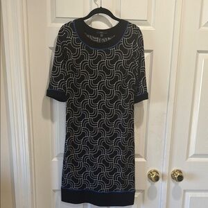R&K Black and White Sheath Dress with Cuffed Sleeves